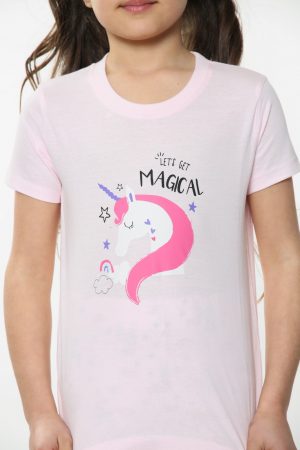 Girls Magic Unicorn print Short Sleeve Long Pyjamas