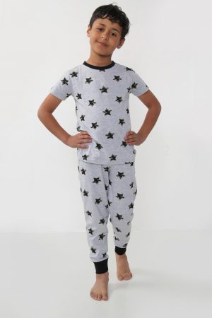 Boys Star Print Short Sleeve Long Pyjamas
