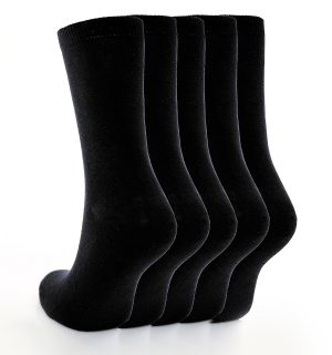 Children's 5pk Plain Black Cotton Rich Socks