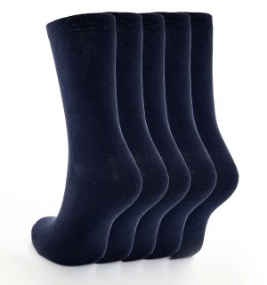 Children's 5pk Plain Navy Cotton Rich Socks