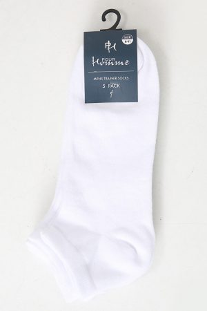 Men’s 5pk Plain White Trainer Socks