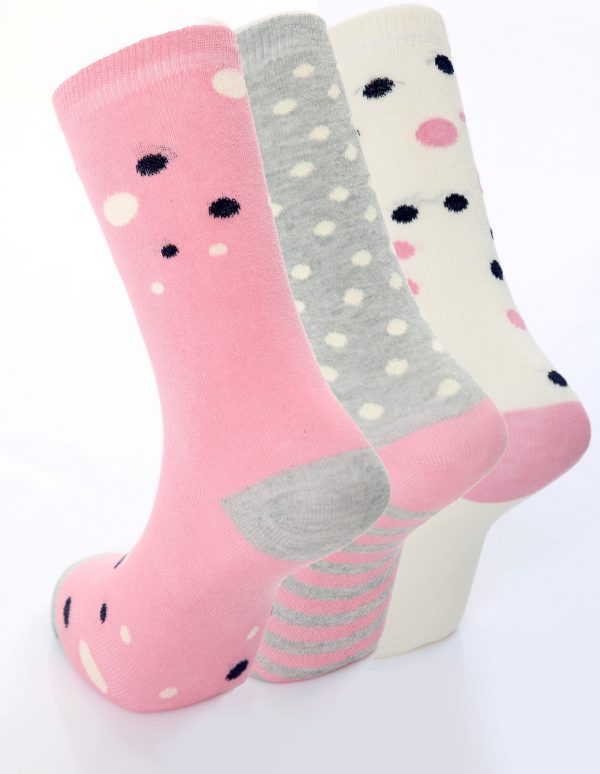 Ladies 3pk Spot Detail Cotton Rich fashion Socks